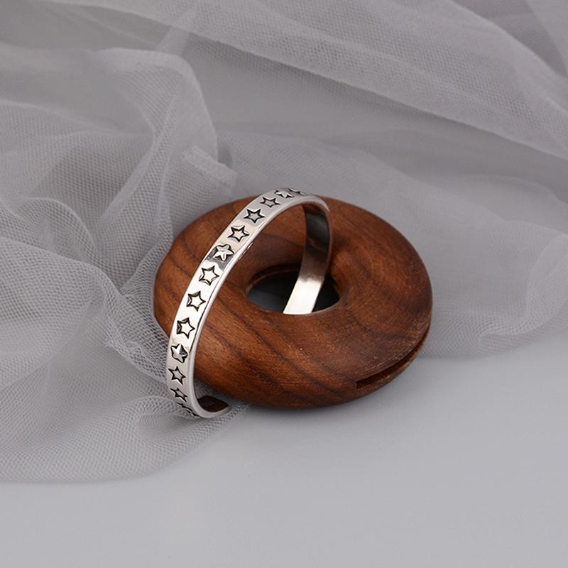 Silver Color Pupular Korea Style Star Bangle For Women  Simple Opening Hand Jewelry Party