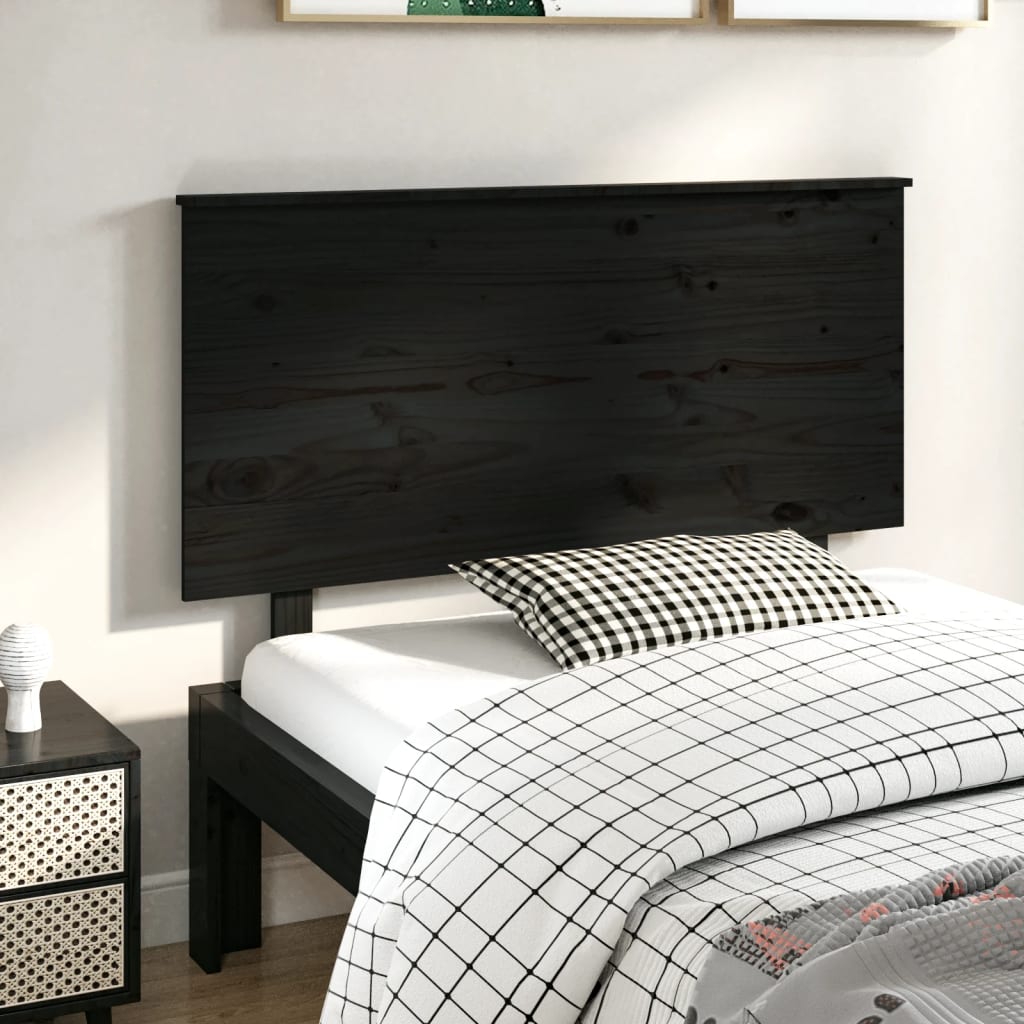 Vidaxl Wezgłowie Łóżka, Czarne, 124X6X82,5 Cm, Lite Drewno Sosnowe