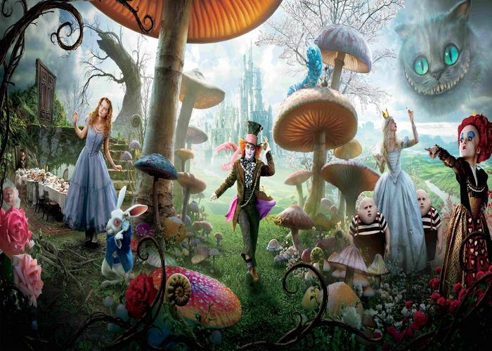 Cartoon photo background, Forest scene, flowers, decorations for Baby Shower, Wonderland inspiration,ed photography. 125X80cm