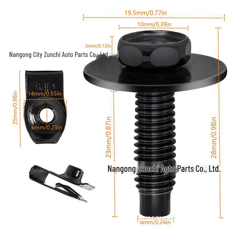 M6 Car Body Clip Nut & Bolt Kit for Bumper & Fender Fastening