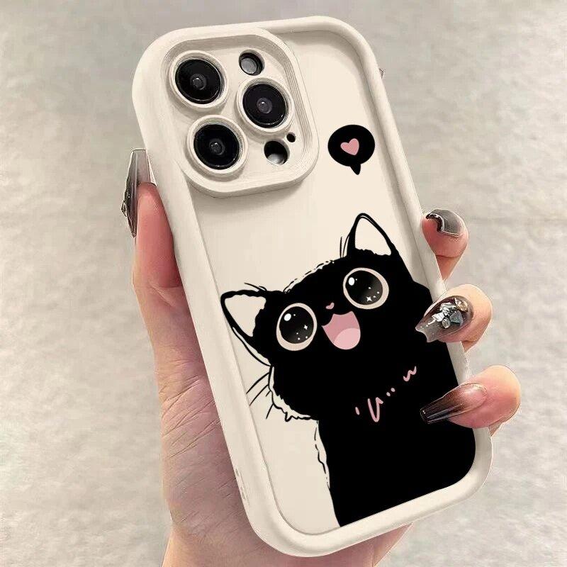 INS Schwarze Katze Hülle Für Huawei Honor 70 90 200 Pro 8X X9 X7 10i MAGIC 6 PRO Nova Y70 Y61 Y90 7 9 10 Pro 10SE Weiche Silikonhülle