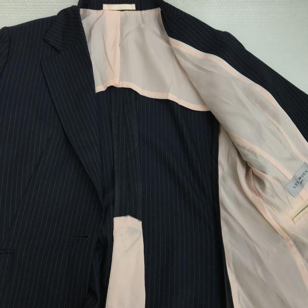 LES MUES Stretch Jacket & Pants Suit Women’s Top LL Bottom M Navy Stripe