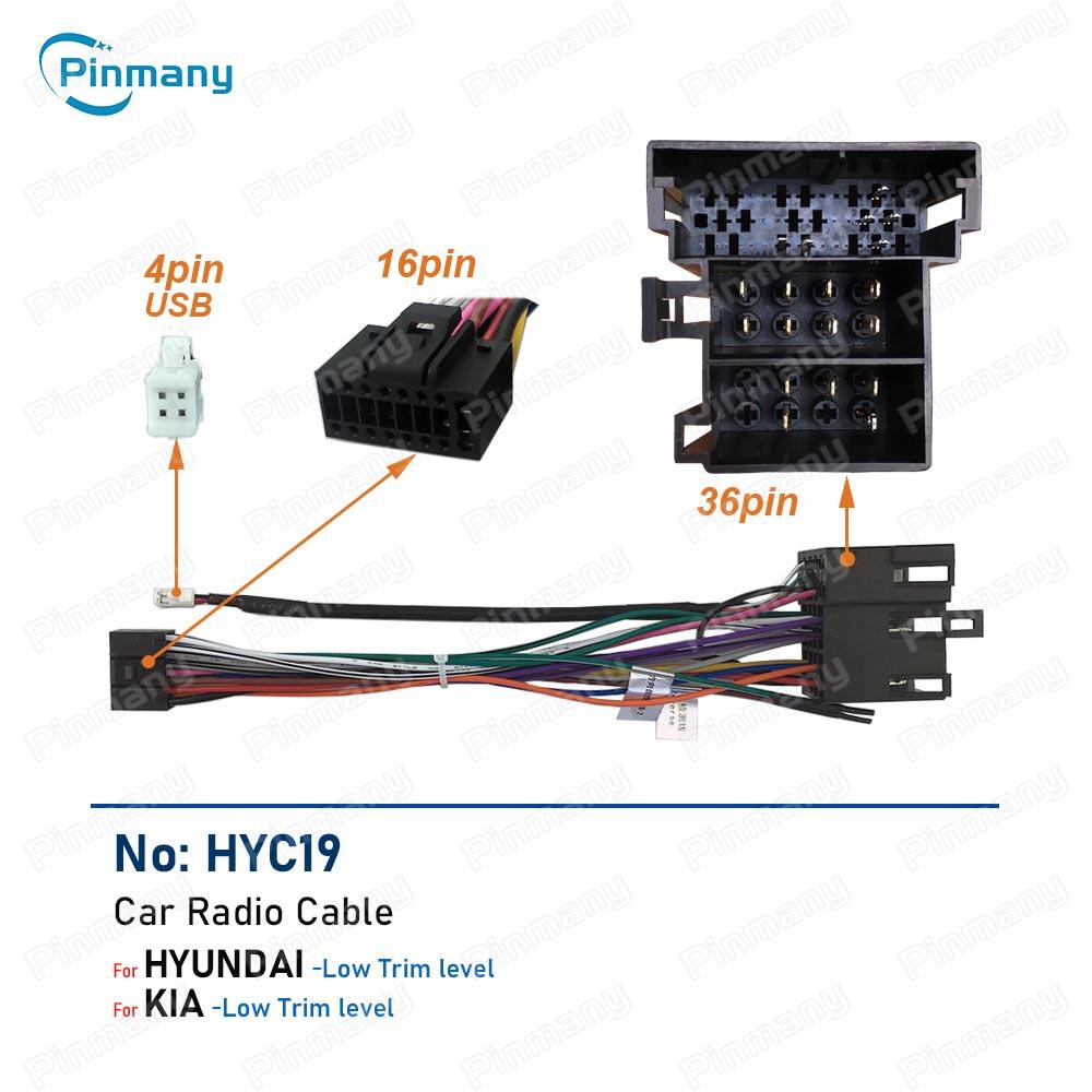 Car Radio Cable Power Wire Harness Connector HYC19 for Hyundai Elantra Accent Azera I10 I20 I30 IX55 Tucson KIA Carens Picanto Radio Accessories 4