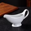 White Ceramic Gravy Boat Sauce Server with Large Pour Spout Non-Slip Bottom Gravy Dispenser for Gravy Salad Dressings