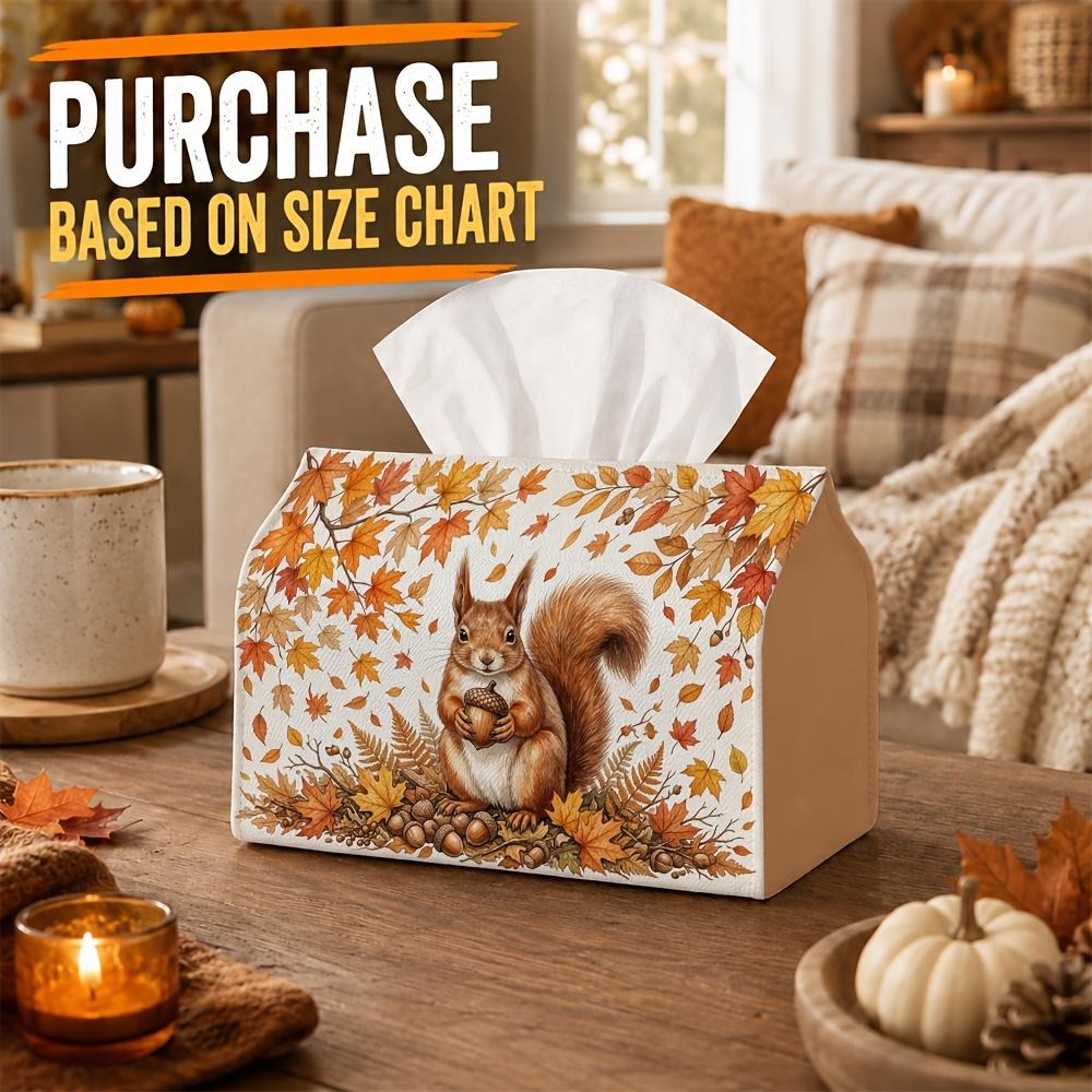 1pc Wild Animal Nature Tissue Box - Squirrel Nut Branch Leaf Napkin Storage Box, Suitable for Rolls/facial Tissues/single Sheets,Two Sizes Available f