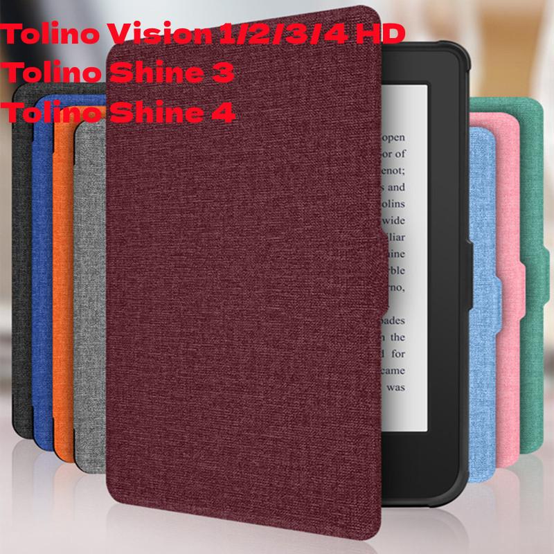 

Чехол из искусственной кожи для электронной книги Tolino Vision 1/2/3/4 HD, защитная обложка для Tolino Shine 3/4 Shine4 с ремешком для руки Tolino Vision 3 вино красного