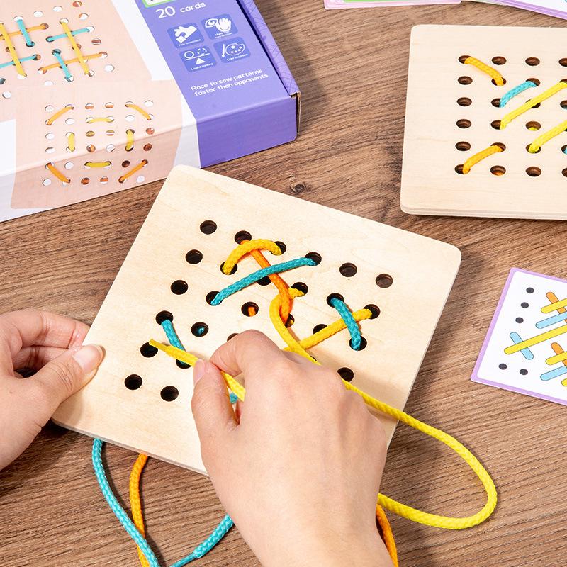 Montessori Early Education Children'S Double Battle Pattern Rope Game Exercise Baby Hand-Eye Coordination Toy