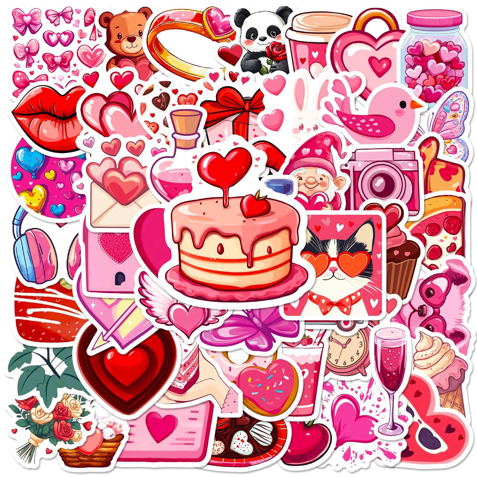 

Наклейки «Любовь» для скрапбукинга, 50 шт. наклеек «Валентин» для принадлежностей для скрапбукинга, виниловые водонепроницаемые наклейки для бутылок с водой и ноутбуков One Size
