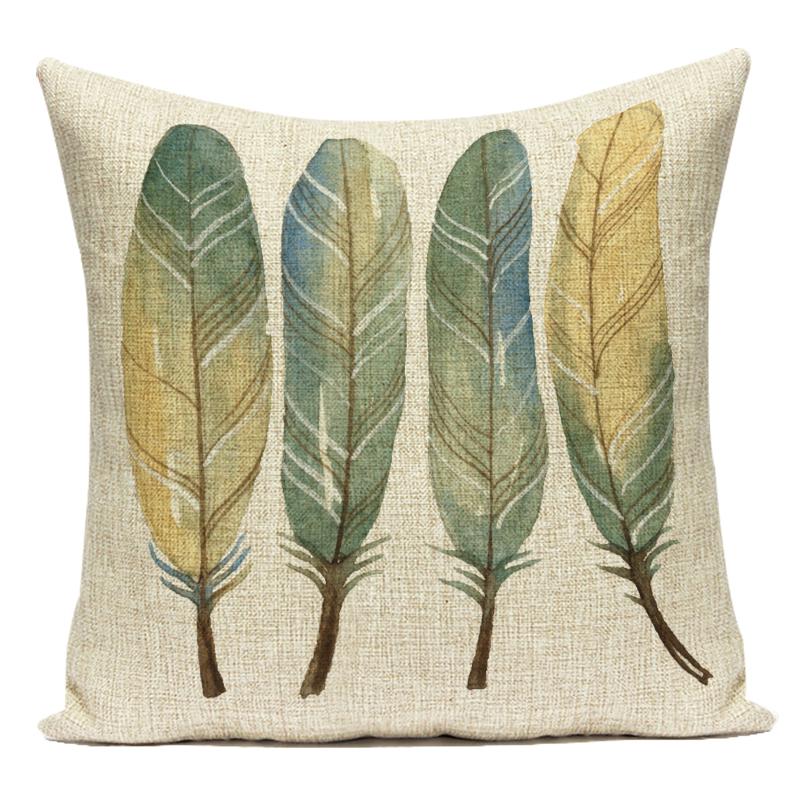 Country Style Cushions Cover Bird Feather Throw Pillow Case Home Decorative Sofa Bed Car Polyester Pillow Cover