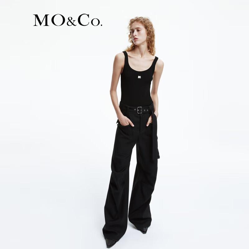 MO&Co. Ribbed Letter Embroidery Strap Vest