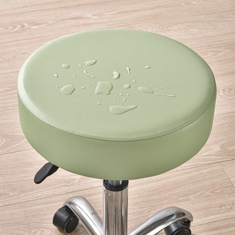 PU Waterproof Round Stool Cover Elastic All Inclusive Bar Rotating Chair Seat Cover Cashier Counter Stool Slipcover Home Hotel