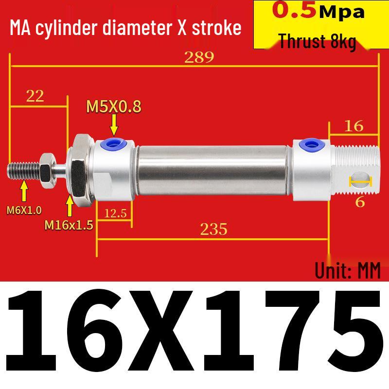 Corrosion Resistant Stainless Steel Pneumatic Cylinder 16-40mm/50-150mm