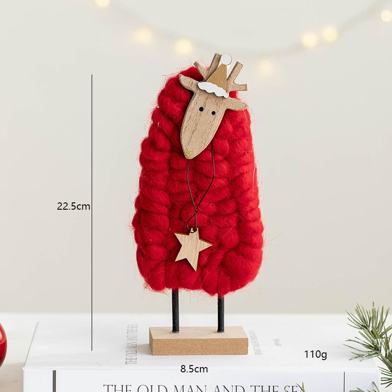 Wool Felt Nordic Ornaments Wood Christmas Tree Elk Old Man Snowman Sheep Felt Ornaments Xmas Decorations For Home Doll Decor
