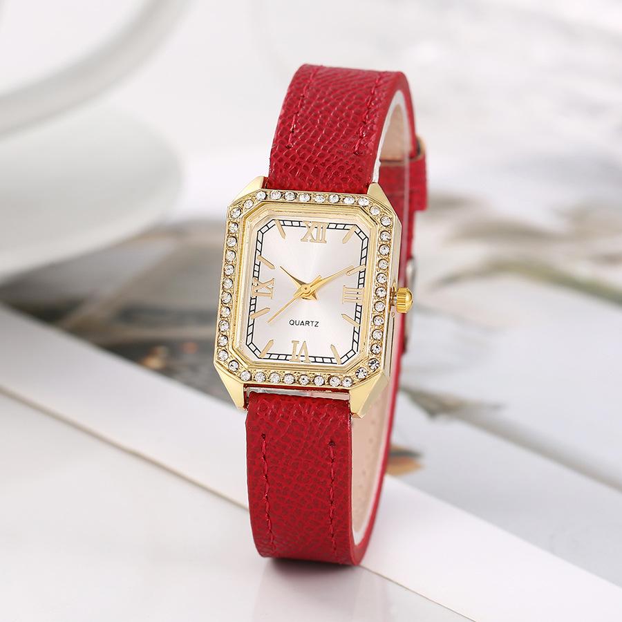 Luxus Inlay Strass Zifferblatt Quarzuhren Mode Lederarmband Armbanduhr Dropshipping Geschenke Damen Uhr