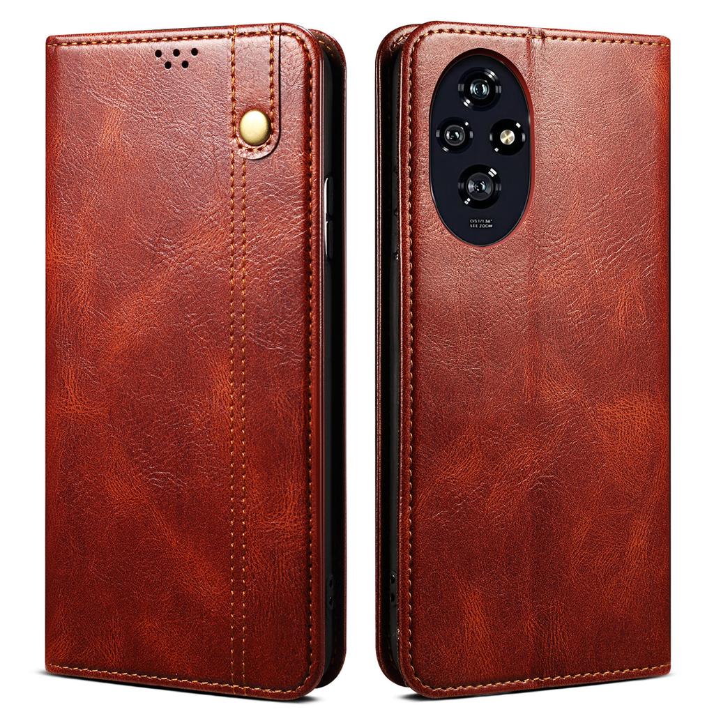 For Honor 200 5G Case Crazy Horse Texture Leather Phone Cover Hidden Magnetic Adsorption