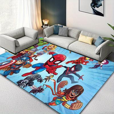 1pc Marvel Avengers Super Heroes Area Rug, Non Slip Floor Mat, Cartoon Character Design, Soft Velvet, Room Decor, Washable