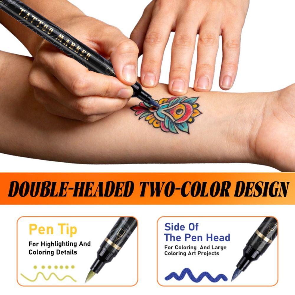 Non-Toxic Tattoo Doodle Pen Easy Wash Off Tattoo Marker Pen  for Cosplay Raves  Festivals Party