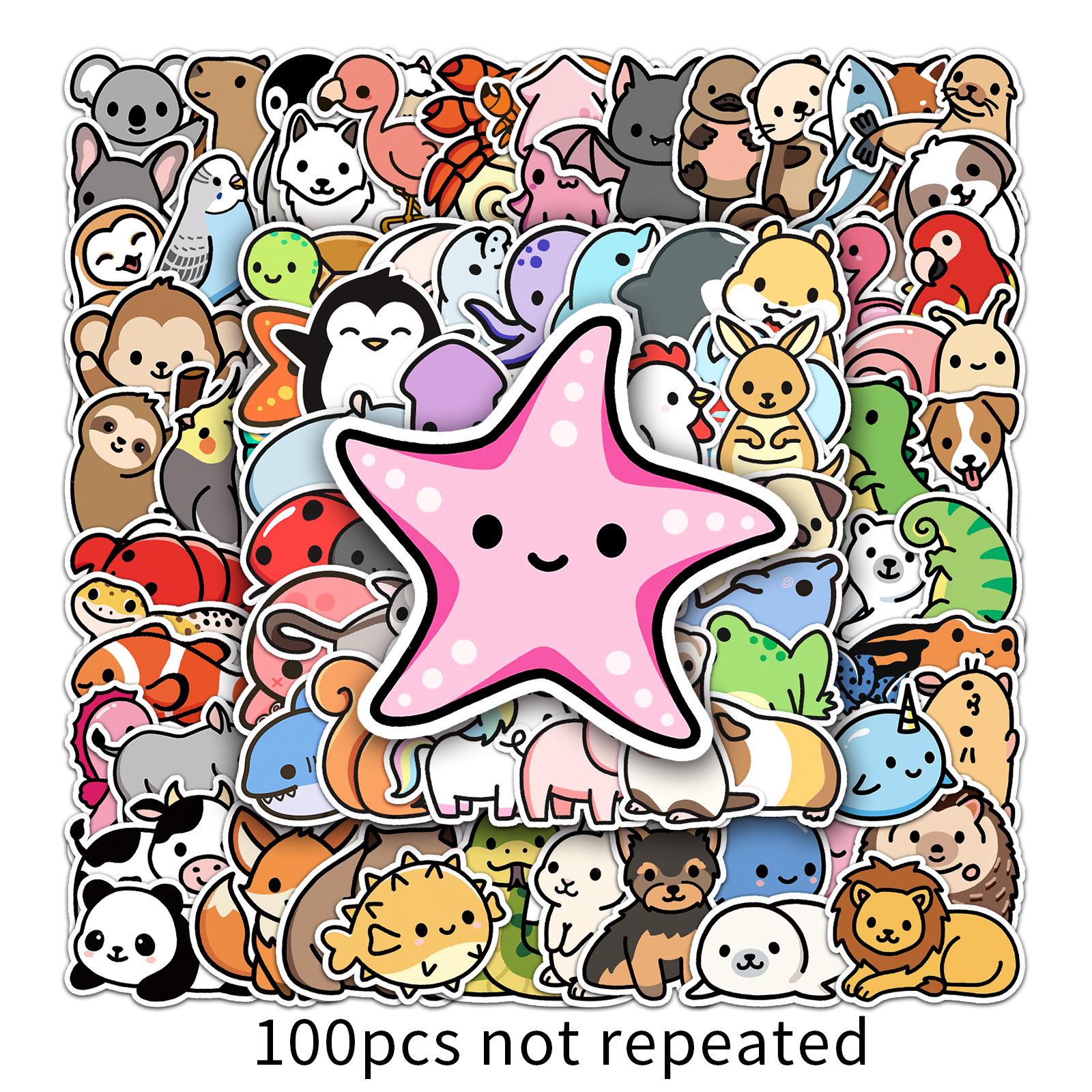 100 Cartoon Animal Stickers for Suitcase, Laptop, and Tablet Decoration - Trendy DIY Graffiti Mochi Designs