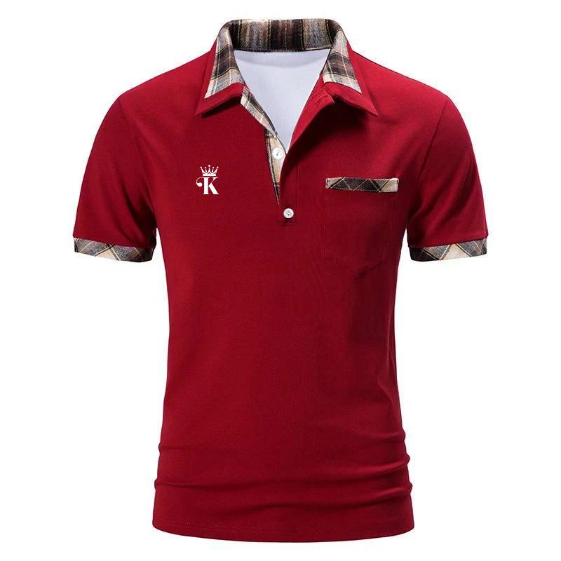 Neues Sommer Muskel Herren Kurzarm Revers Druck POLO Shirt Sport Slim-fit