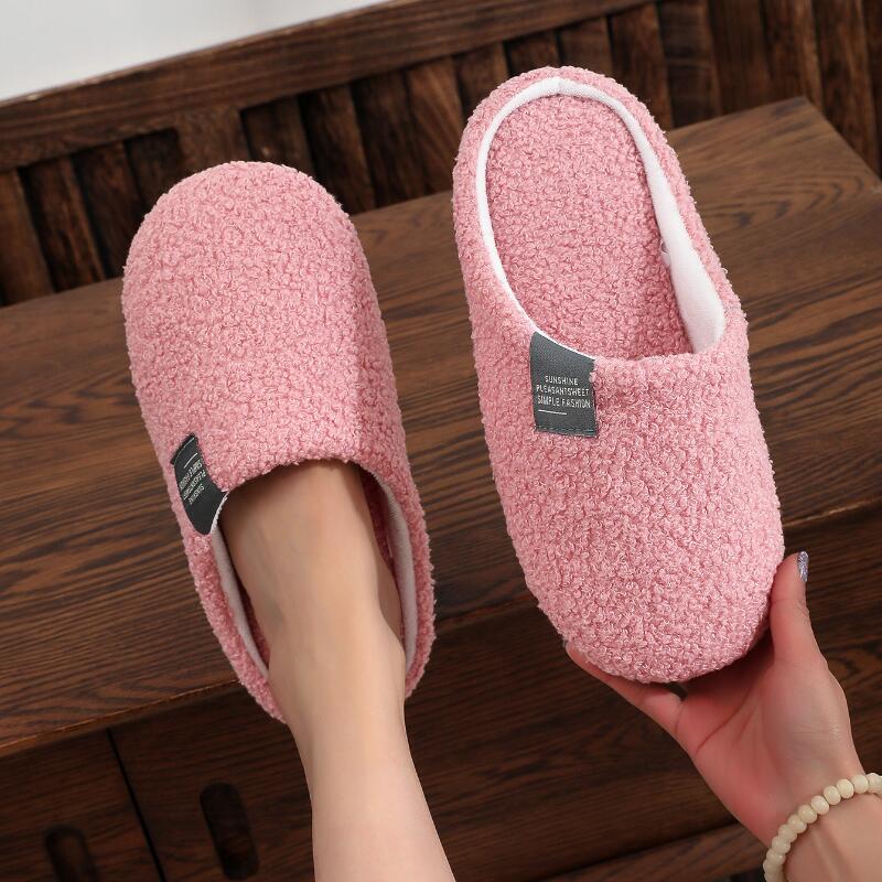 

Флисовые домашние тапочки Silent-Sole для женщин и мужчин, мягкие домашние тапочки с нескользящей замшевой подошвой для домашнего комфорта в любое время года 38-39 розовый