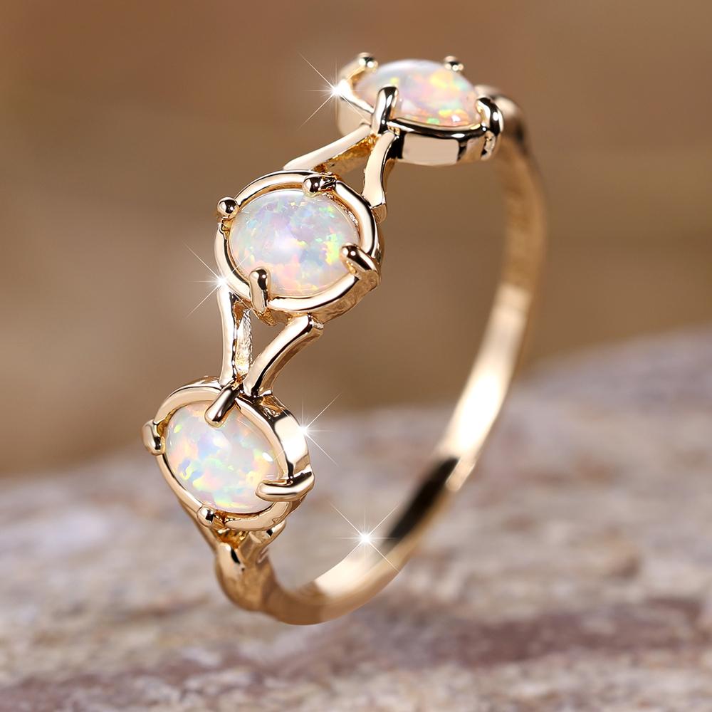 Geometric Oval White Fire Opal Engagement Rings for Women Creative Wedding Engagement Party Jewelry Gift
