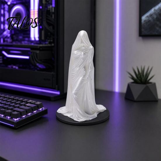 Veiled Goddess Sculpture 3D Printed Sculpture, Mysterious Female Figurine with Robe, Dark Gothic Anti-break Decor Ornament Home Statue for Desk