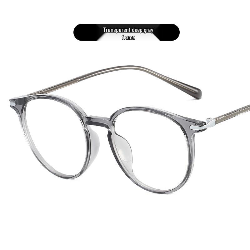 Korean Style TR90 Round Anti-Blue Light Glasses - Lightweight Retro Frame, Prescription-Compatible