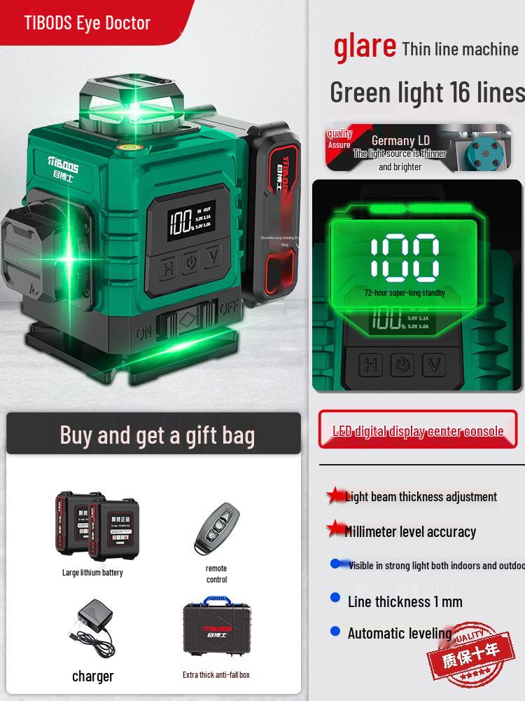 High-Precision Infrared & Green Light Laser Level with Auto-Leveling for Engineering and Surveying