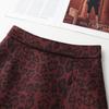 Ankola Red Leopard Print Tweed Mini Skirt - Women's 2024 A-Line High Waist Hip-Hugging Skirt