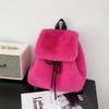 Mote Luksus Fuskepels Dame Ryggsekk Vinter Myk Plysj Dame Skolesekk Ensfarget Kvinnelig Pels Skuldervesker Håndvesker