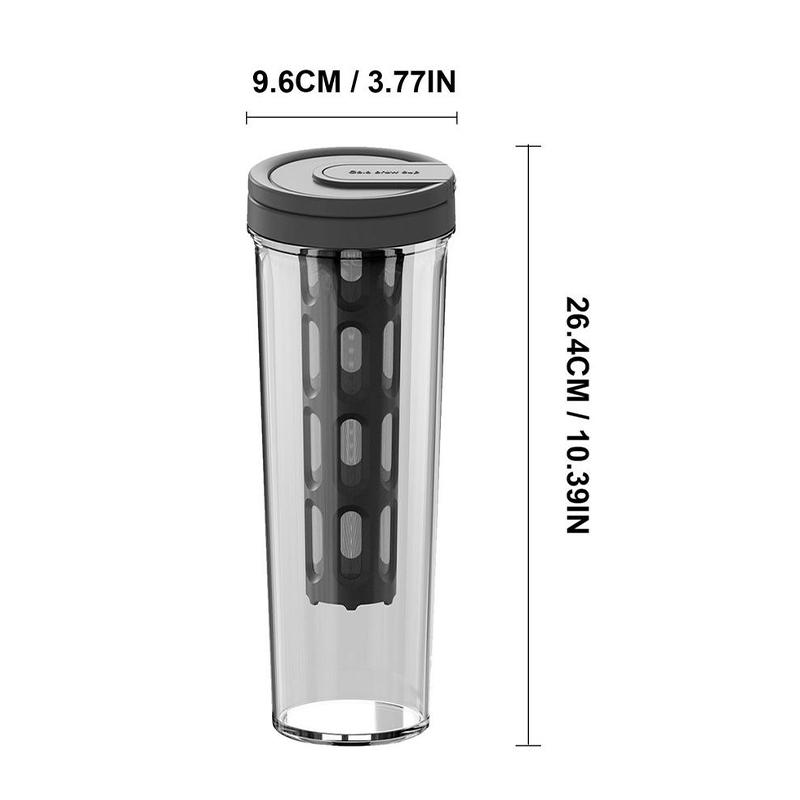 

1L Portable Iced Brew Coffee Maker Cold Water Cup Cofe Pots Cold Coffeepots Teapots Filter for Tea Juice Hand Coffe Kettle 1L чорний