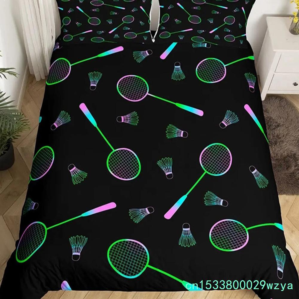 Parure de lit Badminton Housse de couette Badminton pour Enfants Adolescents Hommes Thème Sportif Joueur Housse de couette Cool Décor Jeux Compétitifs