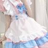 S-4XL large size maid dress, super cute big bow Lolita dress, women's boss pink and blue cute dress.