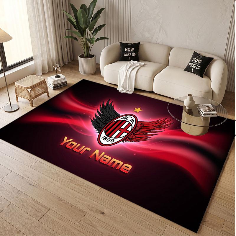 Custom Rug AC Milan Pattern Print Name Text Soft Non‑Slip Floor Carpet for Home Indoor Decoration