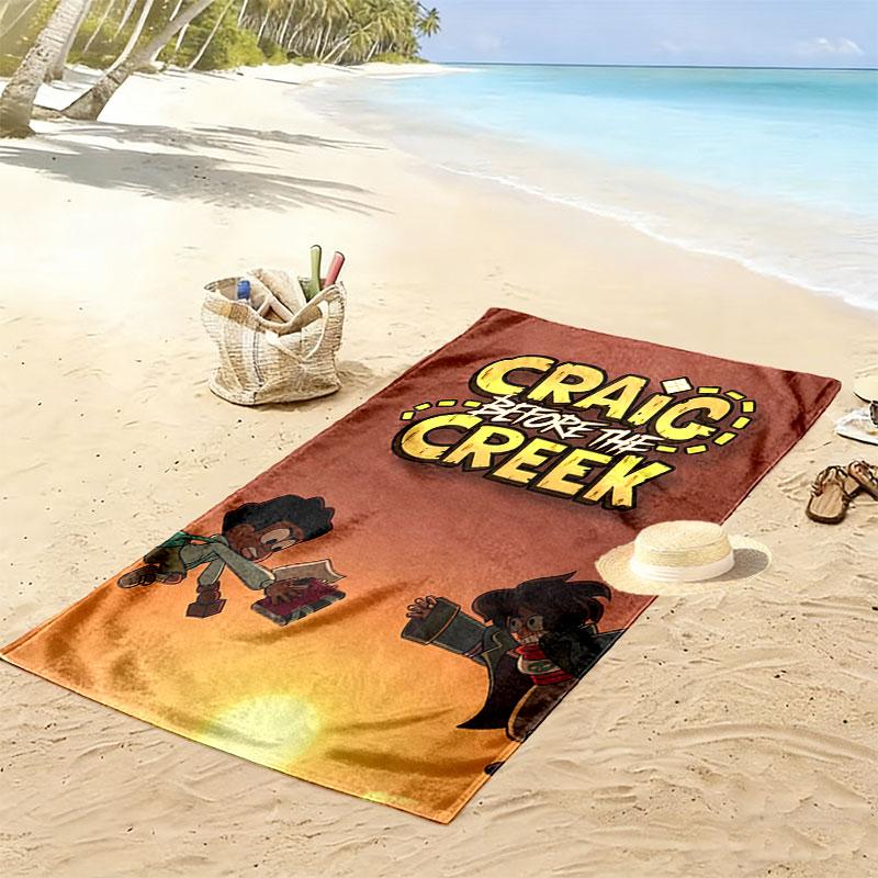 Creek Fun Print Beach Towel, Large Soft Quick Dry Towel for Beach Camping Swimming