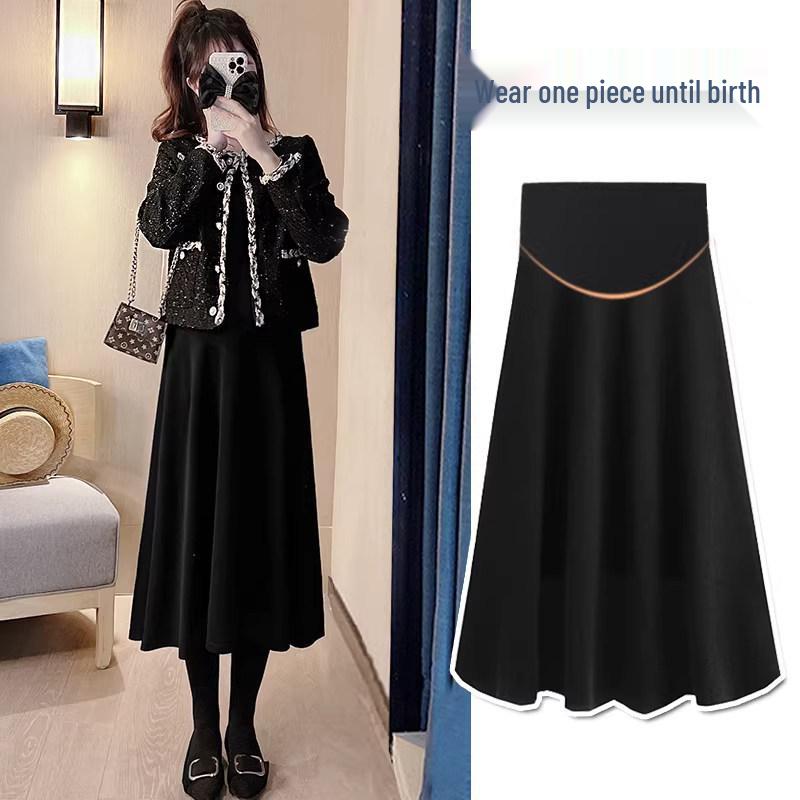 

Maternity A-Line High-Waisted Skirt - Spring 2026 Petite Mid-Length, Tummy Support Large [Fits 110-135 lbs]