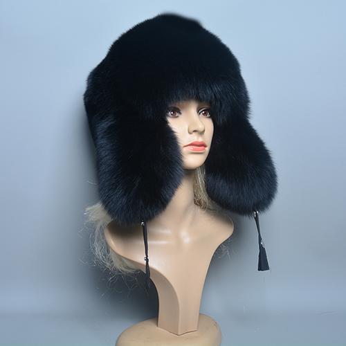 Real Fur 100% Fox Skin Russian Businessmen Pilot Bombers Full Map Unisex Hat Ushanka Winter Ear Guard Hat Raccoon Fur Beanie Hat