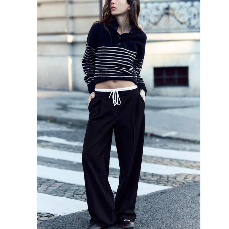 Fall and Winter New Women's Clothing Fashion Wind Decorated Row Button Stripes Stand Collar Long Sleeves Knitwear Sweater 1509107