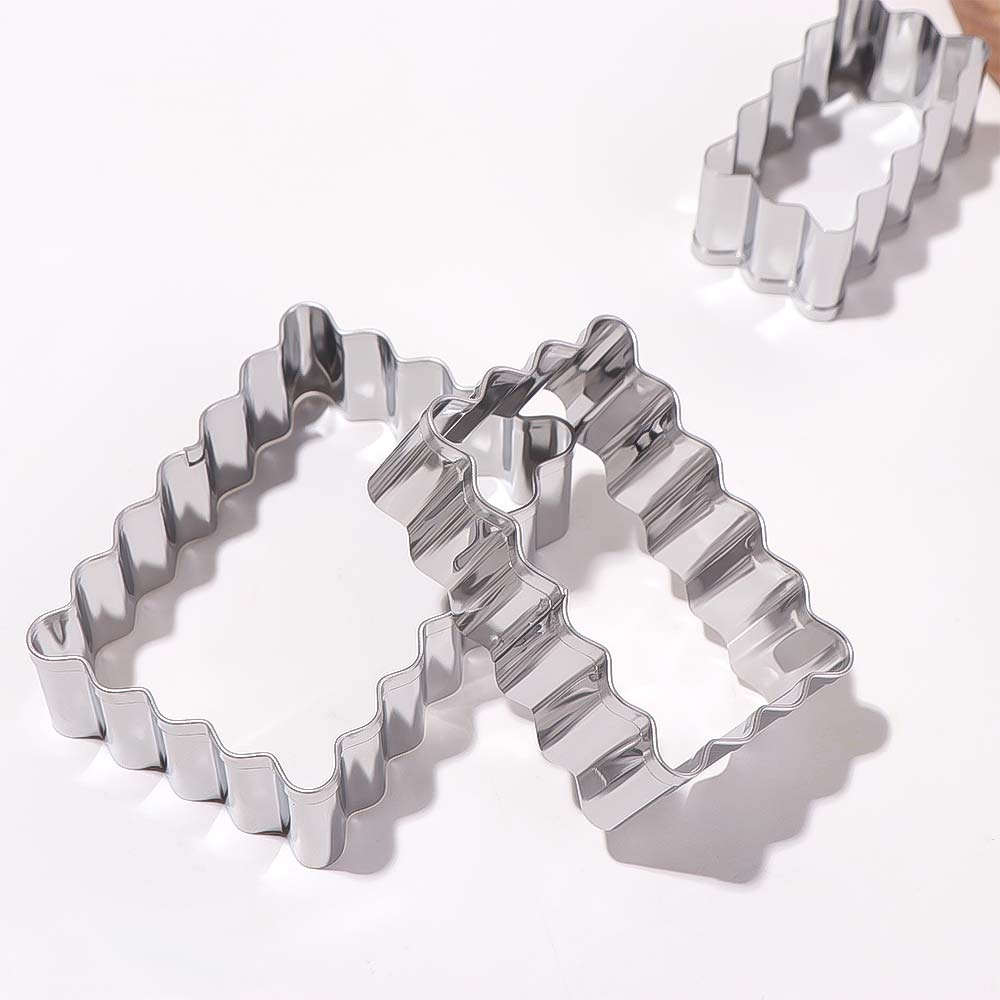 6Pcs Rectangle/Square Blessing Frame Biscuit Mold Wave Cookie Cutter  Sandwich