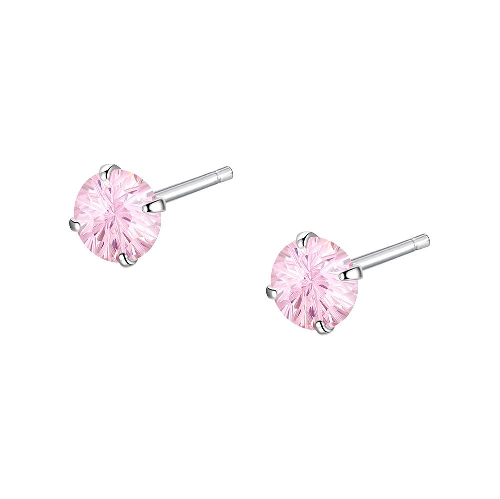 

Platinum Plated Halo CZ Stud Earrings 999Sterling Silver Hypoallergenic Inlaid Pink Blue Zircon Earrings Set Fine Jewellry
