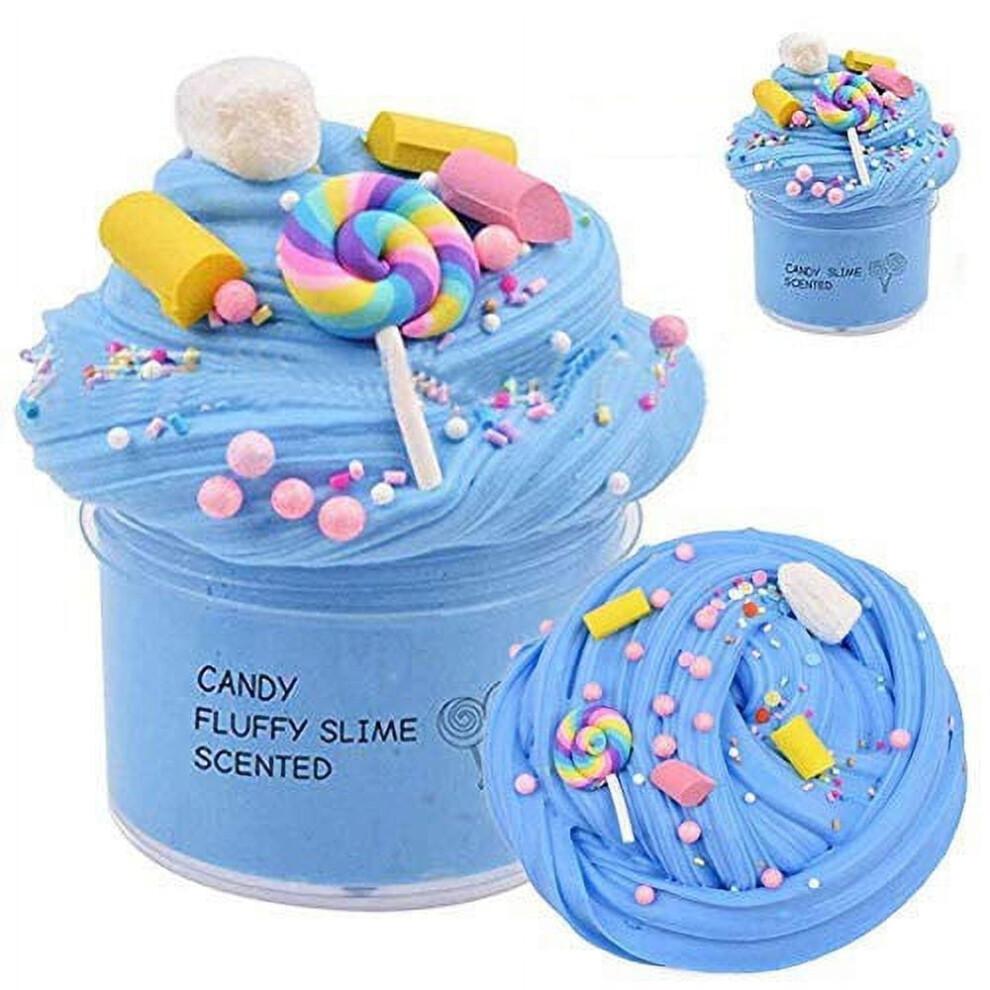 Furry Cloud Slime Kit – DIY Cotton Slime Set (Blue/White/Pink/Yellow), Stress Relief Squeeze Toy for Kids, Soft Colored Slime Clay
