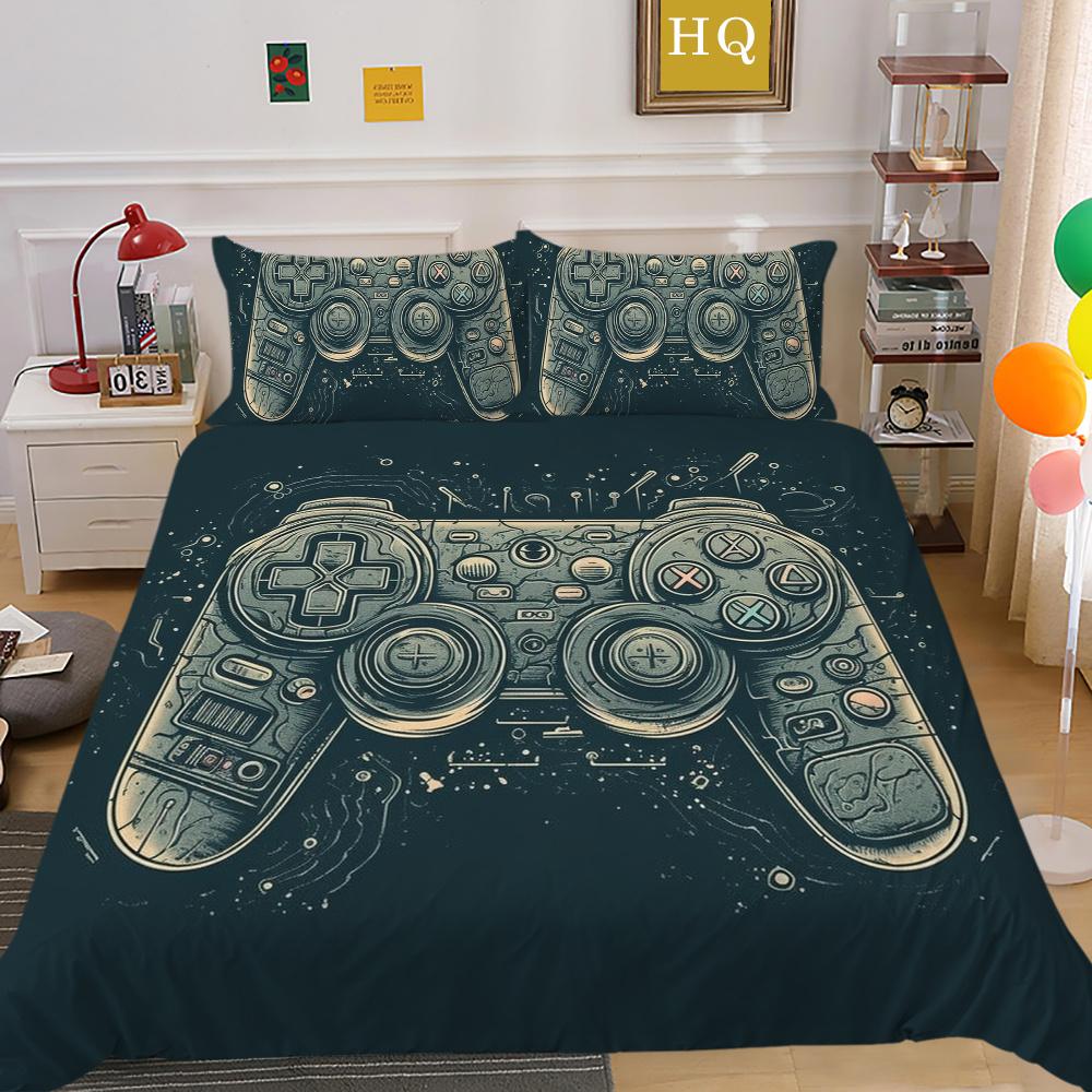 Conjunto de capa de edredom da moda, têxteis para o lar, jogo 3D, impressão de alça, conjunto de cama para adolescentes, menino, colchas, conjunto de cama de luxo, capa