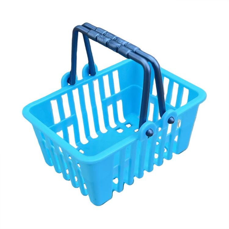 

Детская мини-корзина для покупок для ролевых игр: Игрушечный аксессуар для хранения овощей с двойной/одинарной ручкой. 1 Piece