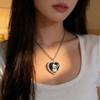 Lovely Pet Themed Long Chain Necklace With Heart Shape Cats And Dog Pendants Sturdy Stainless Steel