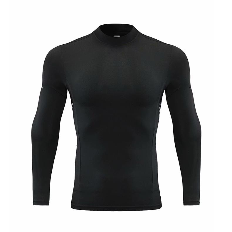2024 Autumn Men's Quick-Dry Long Sleeve Fitness Top with Half-High Collar