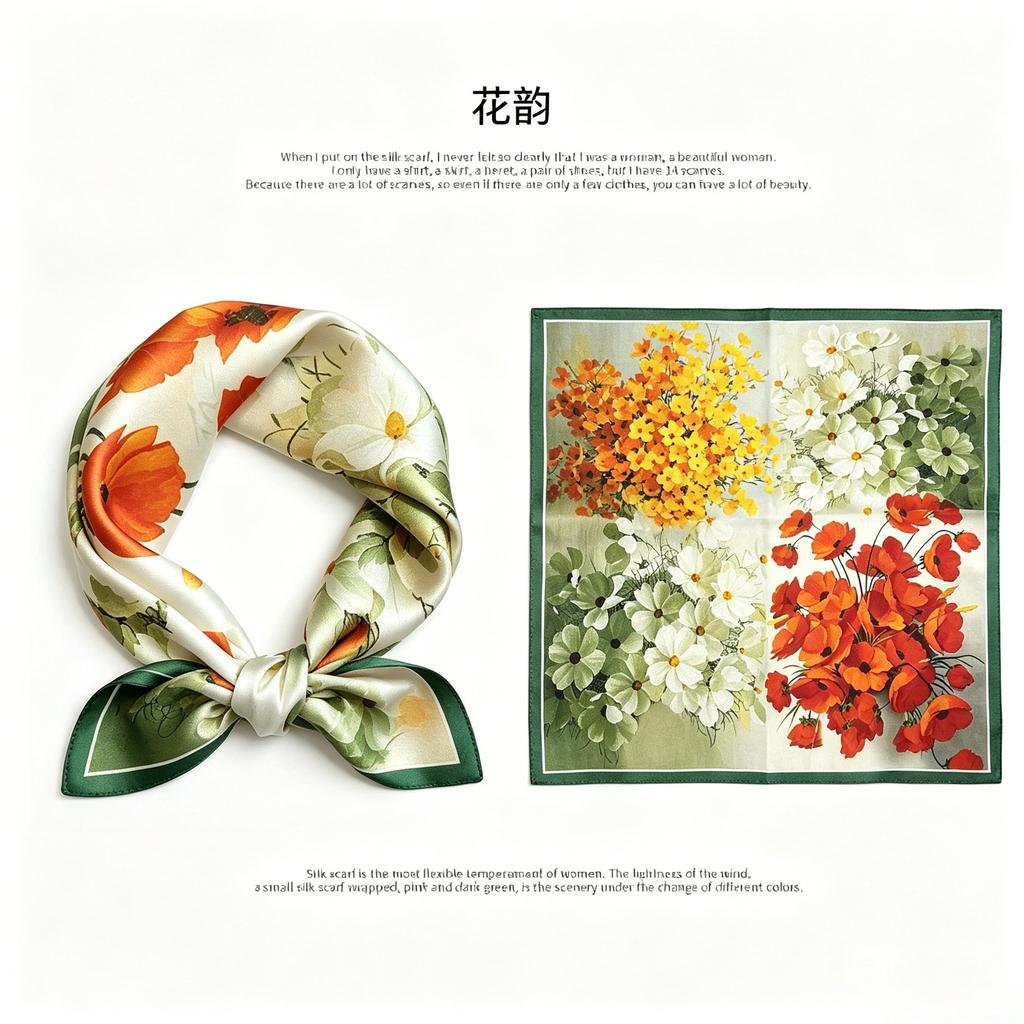 [111 Mulberry Silk] Spring and Autumn Versatile Colorful Scarf Small Scarf Silk Scarf 11cm Small Square Scarf Women