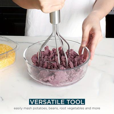 1 schiacciapatate di alta qualità in acciaio inox, con impugnatura antiscivolo e facile da impugnare, multifunzionale da cucina.