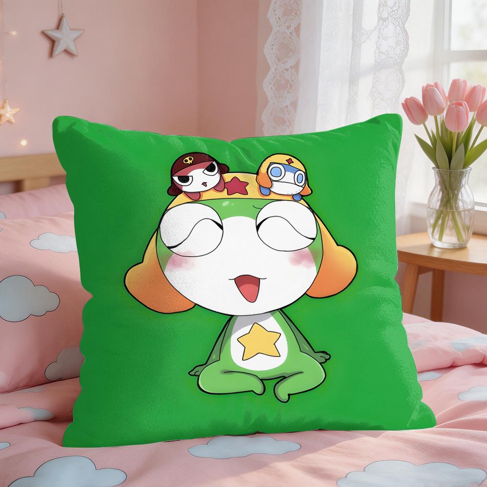 Cartoon Keroro Gunsou Frog Cushion Cover Square Short Plush Pillow Case Living Room Sofa Home Decor Funda X