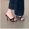 Niche Design Sense Stiletto High Heels Women's 2025 New Retro Square Head Open-toed Sandals French Temperament Cool Slippers
