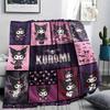 1PC Kuromi Print Flannel Blanket, High quality All Seasons, Home Decor, Warmth and Comfort, Perfect for Christmas Gifts